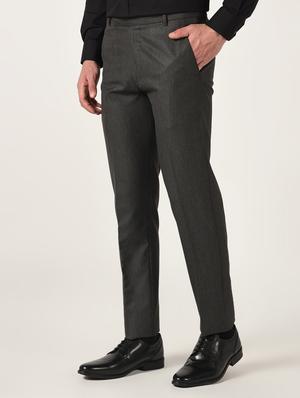 grey textured flat front formal trouser - 16709819 - Standard Image - 2