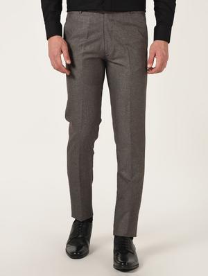 brown textured flat front formal trouser - 16709824 - Standard Image - 2