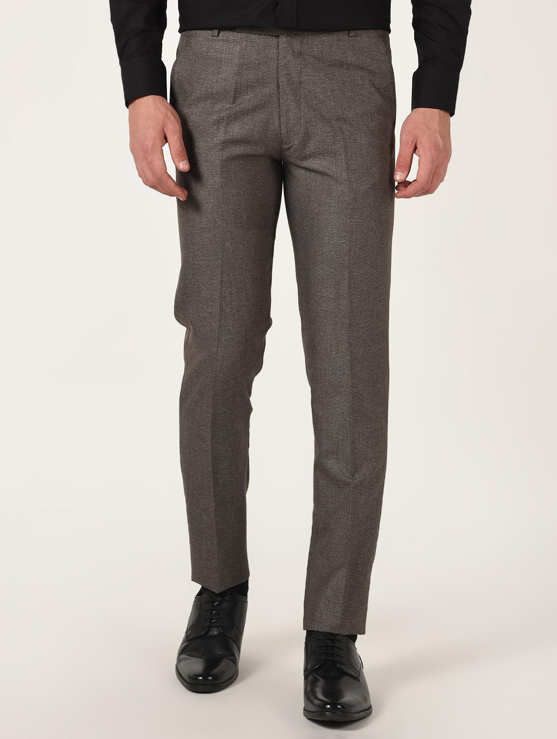 brown textured flat front formal trouser - 16709824 - Zoom Image - 2