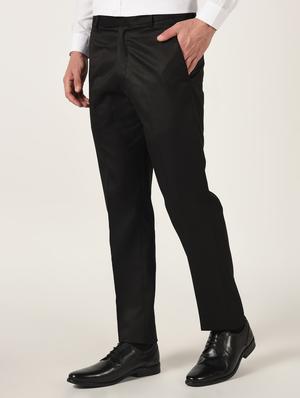 black solid flat front formal trouser - 16709825 - Standard Image - 2
