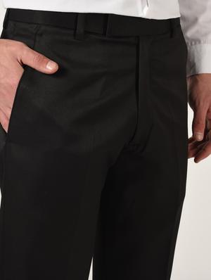 black solid flat front formal trouser - 16709825 - Standard Image - 5