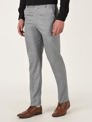 grey textured flat front formal trouser - 16709827 - Standard Image - 2