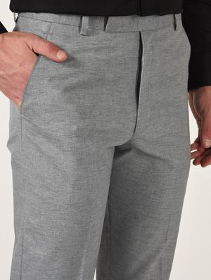 grey textured flat front formal trouser - 16709827 - Standard Image - 5