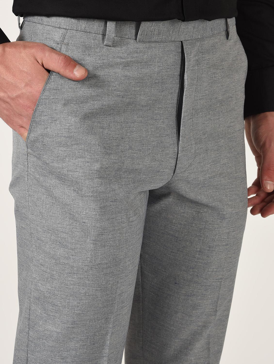 grey textured flat front formal trouser - 16709827 - Zoom Image - 5