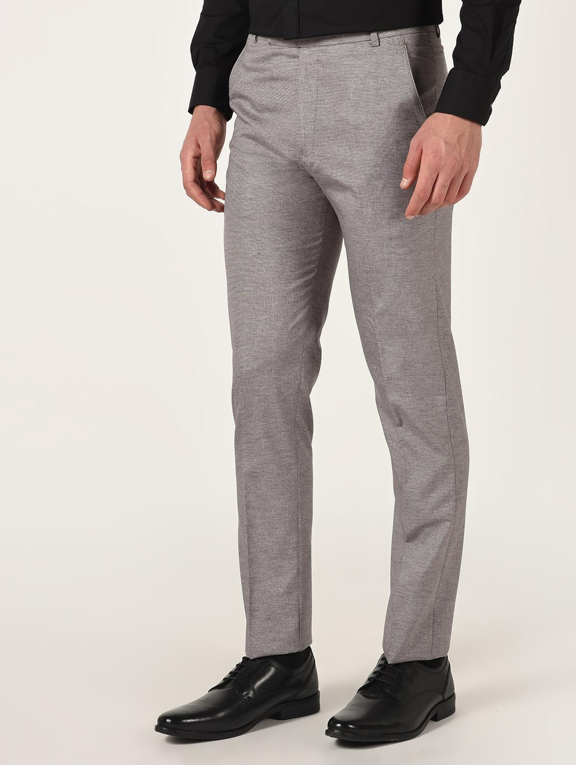 brown textured flat front formal trouser - 16709828 - Zoom Image - 2