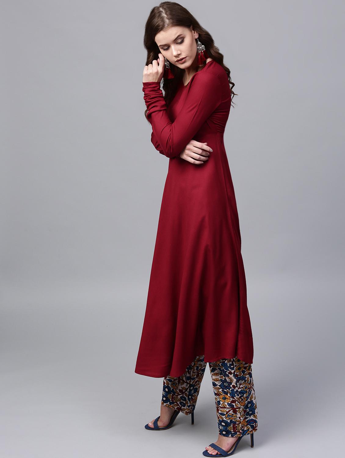 solid a-line kurta - 16711069 - Zoom Image - 2