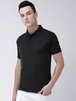 black solid polo t-shirt - 16711097 - Standard Image - 2