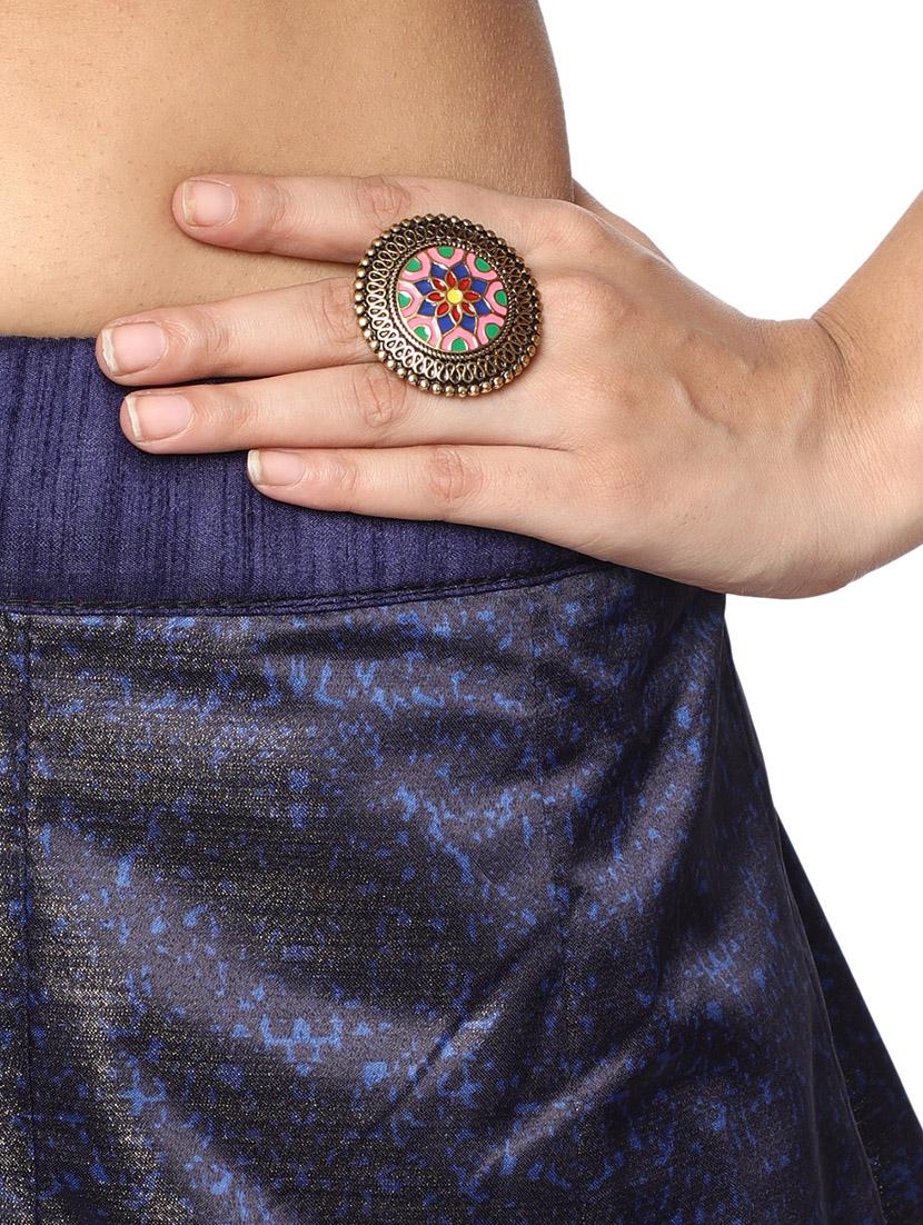 multi colored gold plated finger ring - 16711144 - Zoom Image - 5