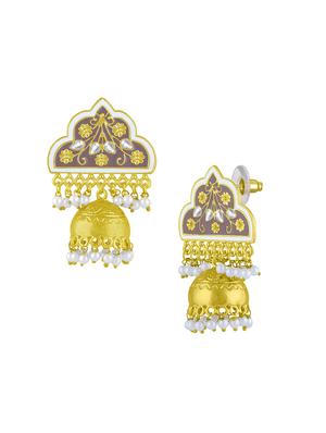 brown metal jhumka earring - 16711462 - Standard Image - 2