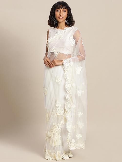 net embroidered saree with blouse - 16711643 - Standard Image - 1