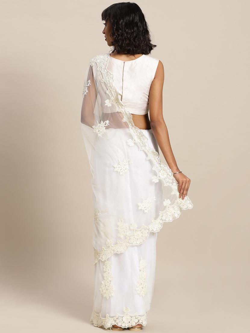 net embroidered saree with blouse - 16711643 - Zoom Image - 2