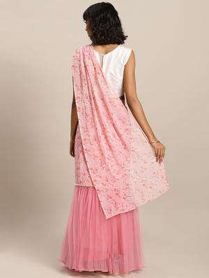 floral printed ruffled saree with blouse - 16711645 - Standard Image - 2