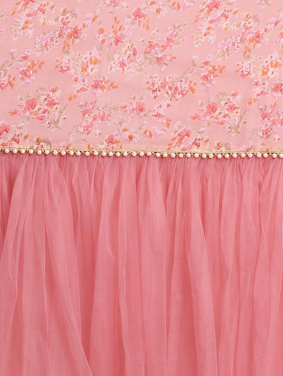floral printed ruffled saree with blouse - 16711645 - Zoom Image - 5