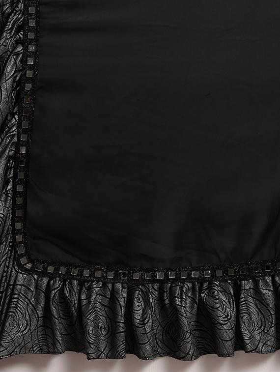 solid fusion ruffled saree with blouse - 16711648 - Zoom Image - 5