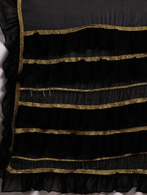 solid fusion ruffled saree with blouse - 16711650 - Standard Image - 5