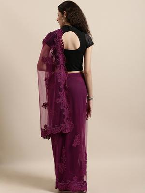 net embroidered saree with blouse - 16711659 - Standard Image - 2