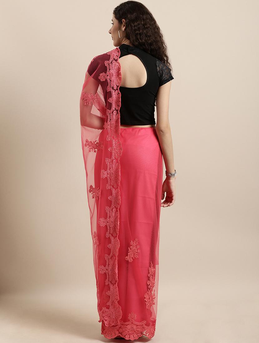 net embroidered saree with blouse - 16711660 - Zoom Image - 2