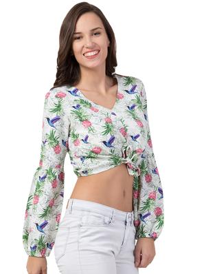 tie front floral top - 16711668 - Standard Image - 2