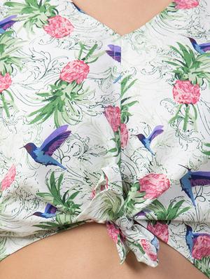 tie front floral top - 16711668 - Standard Image - 5