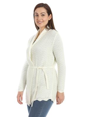 tie front acrylic wool blend cardigan - 16711769 - Standard Image - 2