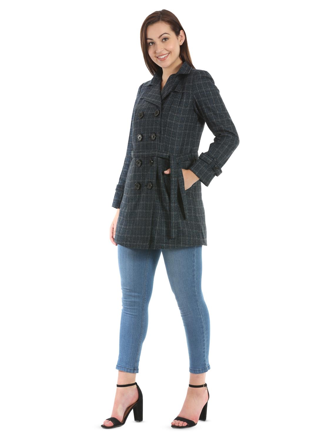 tie front lapel neck coat - 16711772 - Zoom Image - 2