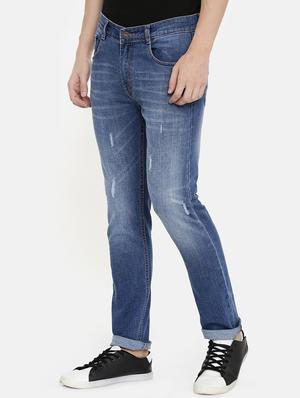 navy blue light washed ripped denim jeans - 16711806 - Standard Image - 2