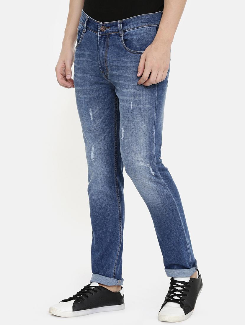 navy blue light washed ripped denim jeans - 16711806 - Zoom Image - 2