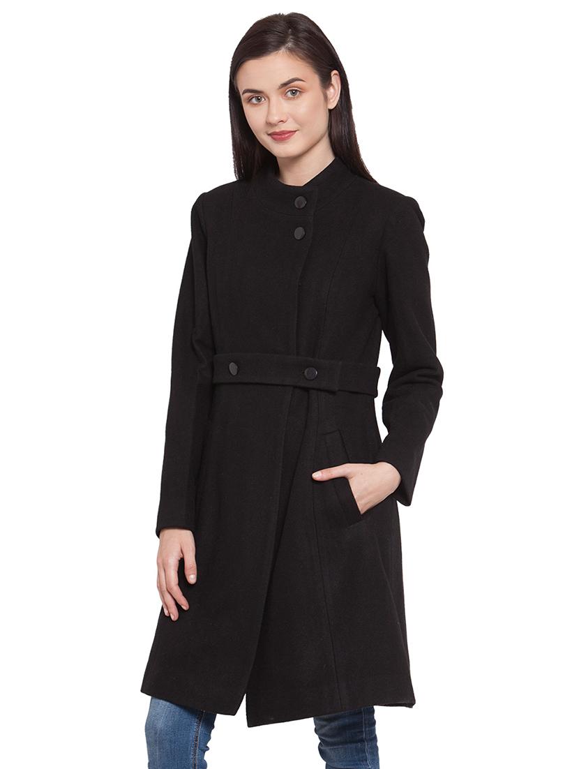 mandarin neck belted trench/overcoat coat - 16711901 - Zoom Image - 2