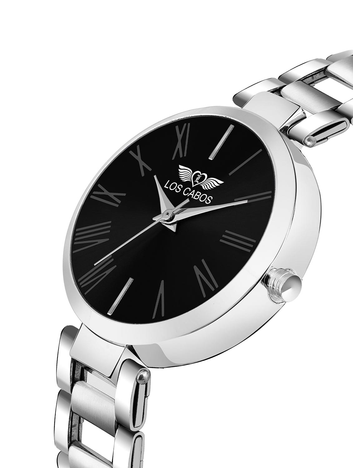 los cabos 1012 black dial & silver chain watches for girls analog watch - 16711938 - Zoom Image - 2