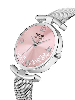 1009 pink dial & silver chain watches for girls analog watch - 16711942 - Standard Image - 2