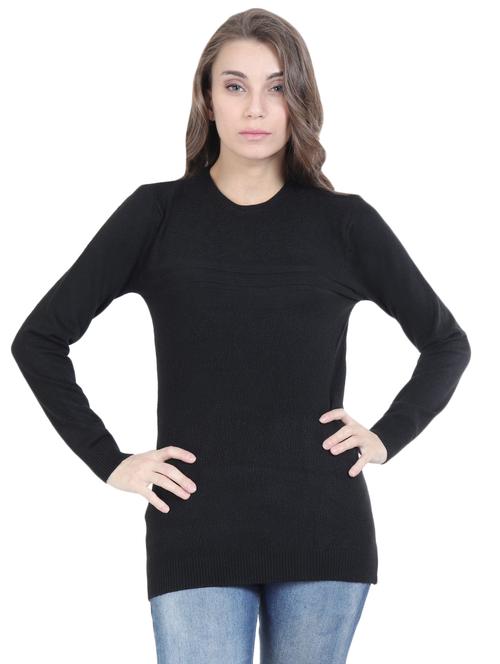 round neck solid pullover - 16712012 - Standard Image - 1