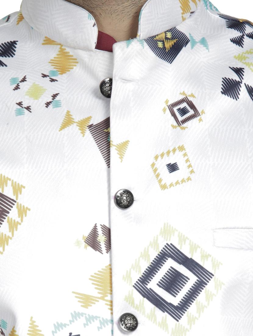 white printed nehru jacket - 16712161 - Zoom Image - 5