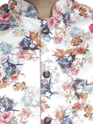white floral printed nehru jacket - 16712162 - Standard Image - 5