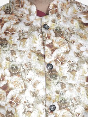 grey floral printed nehru jacket - 16712164 - Standard Image - 5