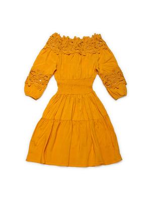 yellow cotton blend frock - 16712167 - Standard Image - 2
