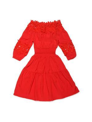 red cotton blend frock - 16712168 - Standard Image - 2