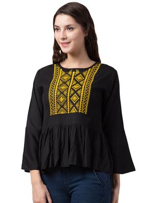 embroidered detail gathered top - 16712206 - Standard Image - 2
