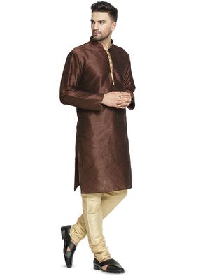 brown solid kurta pyjama set - 16712668 - Standard Image - 2