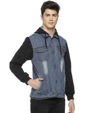blue color block denim jacket - 16712764 - Standard Image - 2