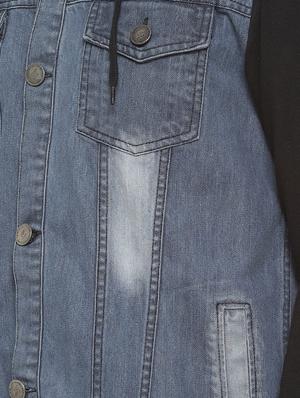 blue color block denim jacket - 16712764 - Standard Image - 5