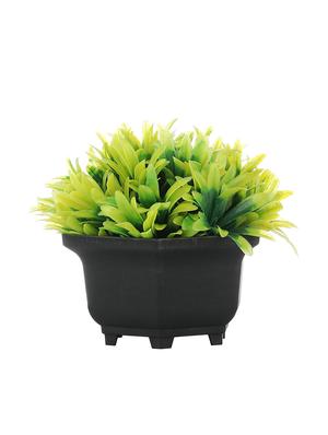 artificial plant with long green leaves and dark purple roses - 16712863 - Standard Image - 2