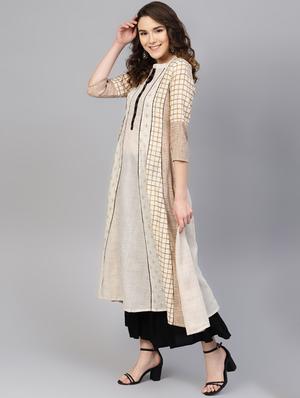checkered kurta sharara set - 16712956 - Standard Image - 2