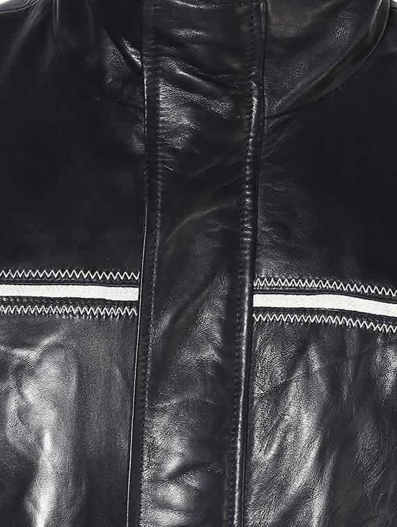 blue solid 100% lamb leather jacket - 16713620 - Zoom Image - 5