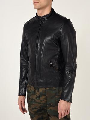 black solid 100% lamb leather jacket - 16713621 - Standard Image - 5