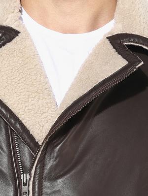 brown solid 100% lamb leather jacket - 16713625 - Standard Image - 5