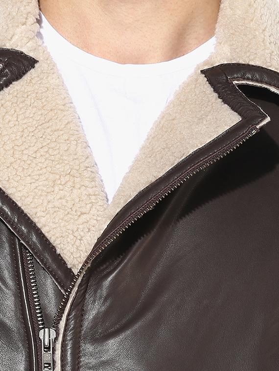 brown solid 100% lamb leather jacket - 16713625 - Zoom Image - 5