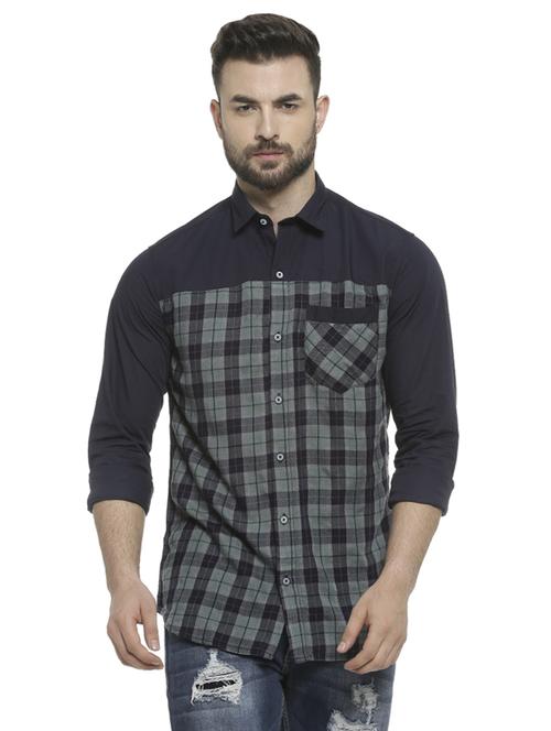 blue checkered casual shirt - 16713864 - Standard Image - 1