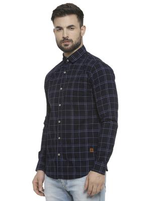 navy blue checkered casual shirt - 16713866 - Standard Image - 2