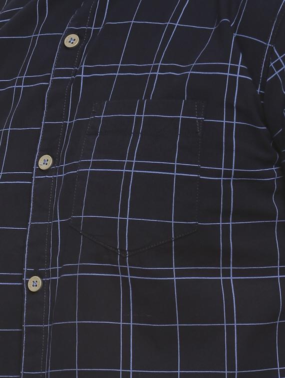 navy blue checkered casual shirt - 16713866 - Zoom Image - 5