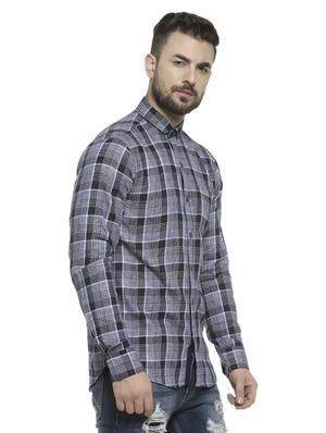 navy blue checkered casual shirt - 16713870 - Standard Image - 2